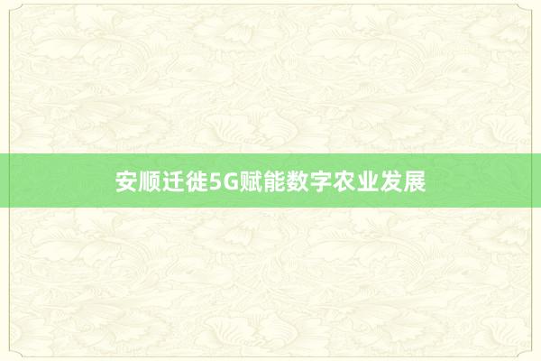安顺迁徙5G赋能数字农业发展