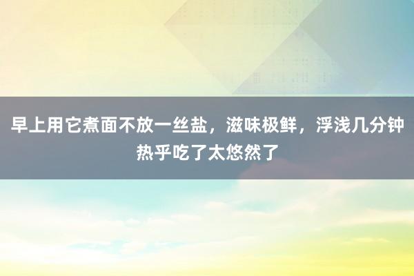 早上用它煮面不放一丝盐，滋味极鲜，浮浅几分钟热乎吃了太悠然了