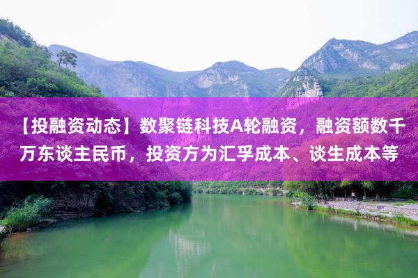 【投融资动态】数聚链科技A轮融资，融资额数千万东谈主民币，投资方为汇孚成本、谈生成本等